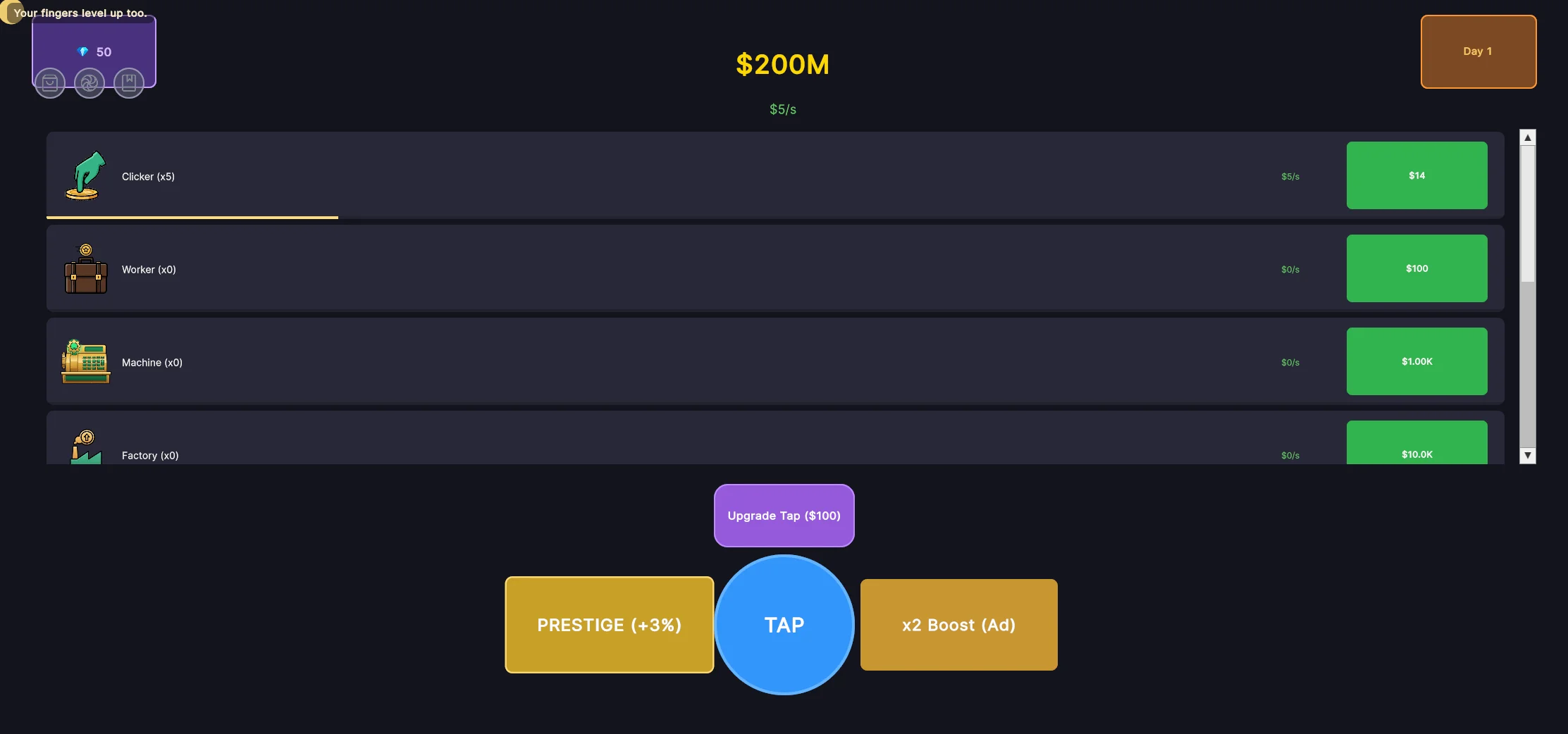 Market Pulse gameplay after tapping