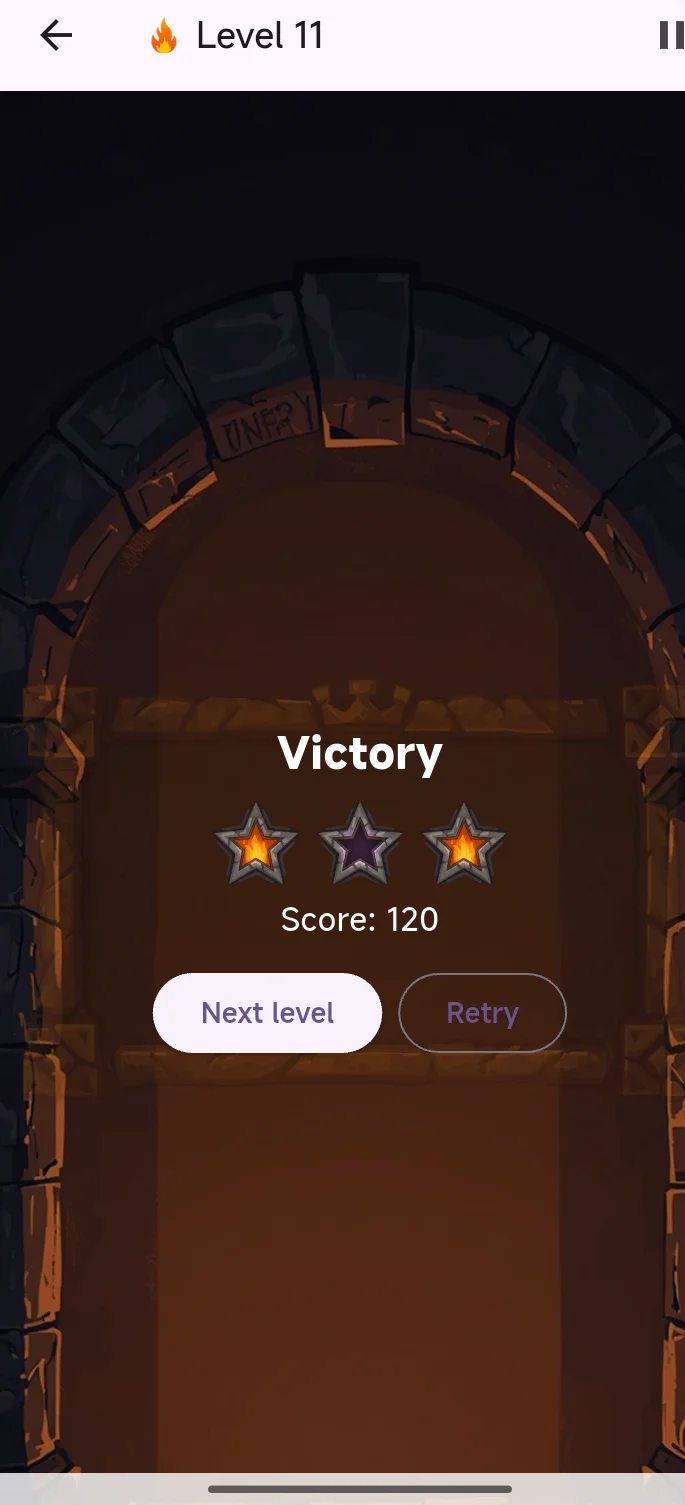 Sweeplight victory screen with stars