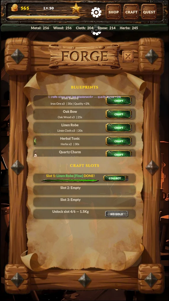 Wares & Heroes item crafted